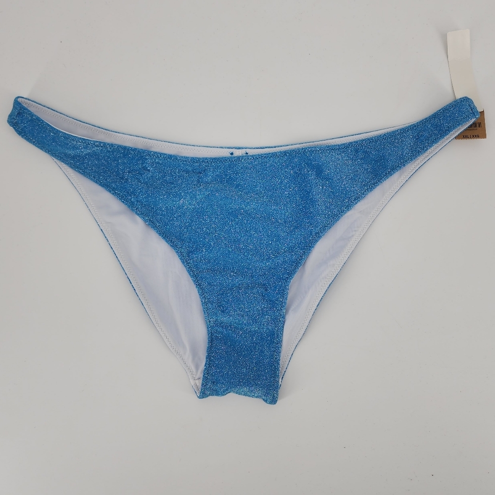 PINK Victorias Secret Bikini Bottom XXL Shimmery Blue Swim Bottom